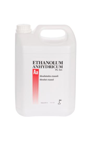 Kuvassa Ethanolum Anhydricum 5 litraa