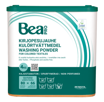 Kuvassa Bea Pro Kirjopesujauhe 4 kg